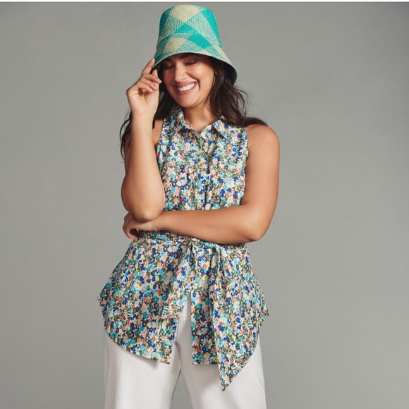 Maeve Anthropologie tie-front floral top (nearly new) - Picture 3 of 7